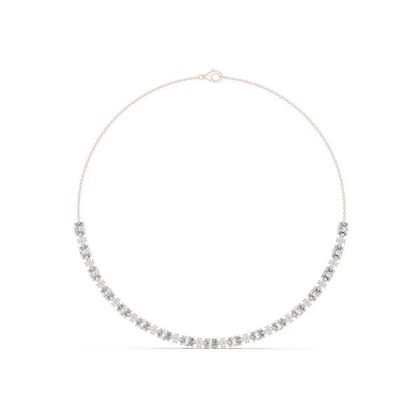 Front View: Round Diamond Necklace with Prong Setting in 14k Rose Gold - Lab Grown - Driona Jewels