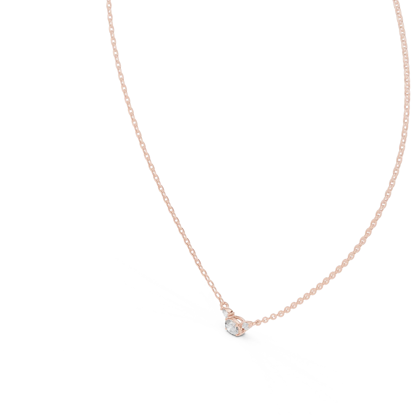 Front View: Round Diamond Necklace with Prong Setting in 14k Rose Gold - Lab Grown - Driona Jewels