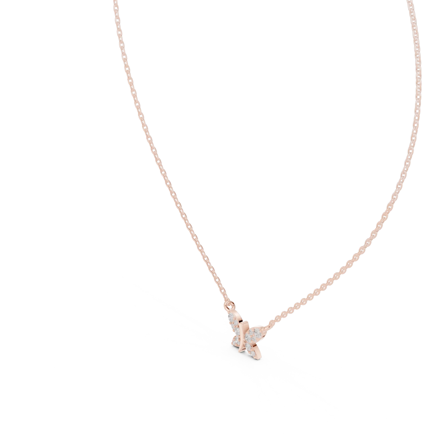 Front-View: Round Diamond Necklace with Prong Setting in 14k Rose Gold - Lab Grown - Driona Jewels