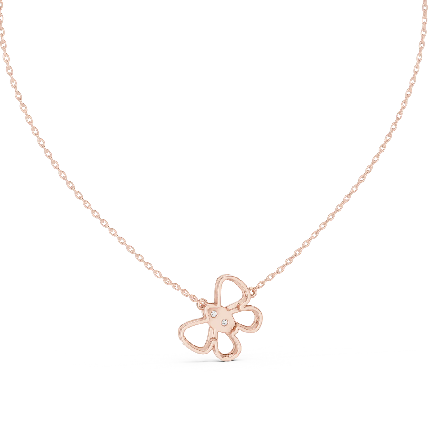 Front-View: Round Diamond Necklace with Prong Setting in 14k Rose Gold - Lab Grown - Driona Jewels