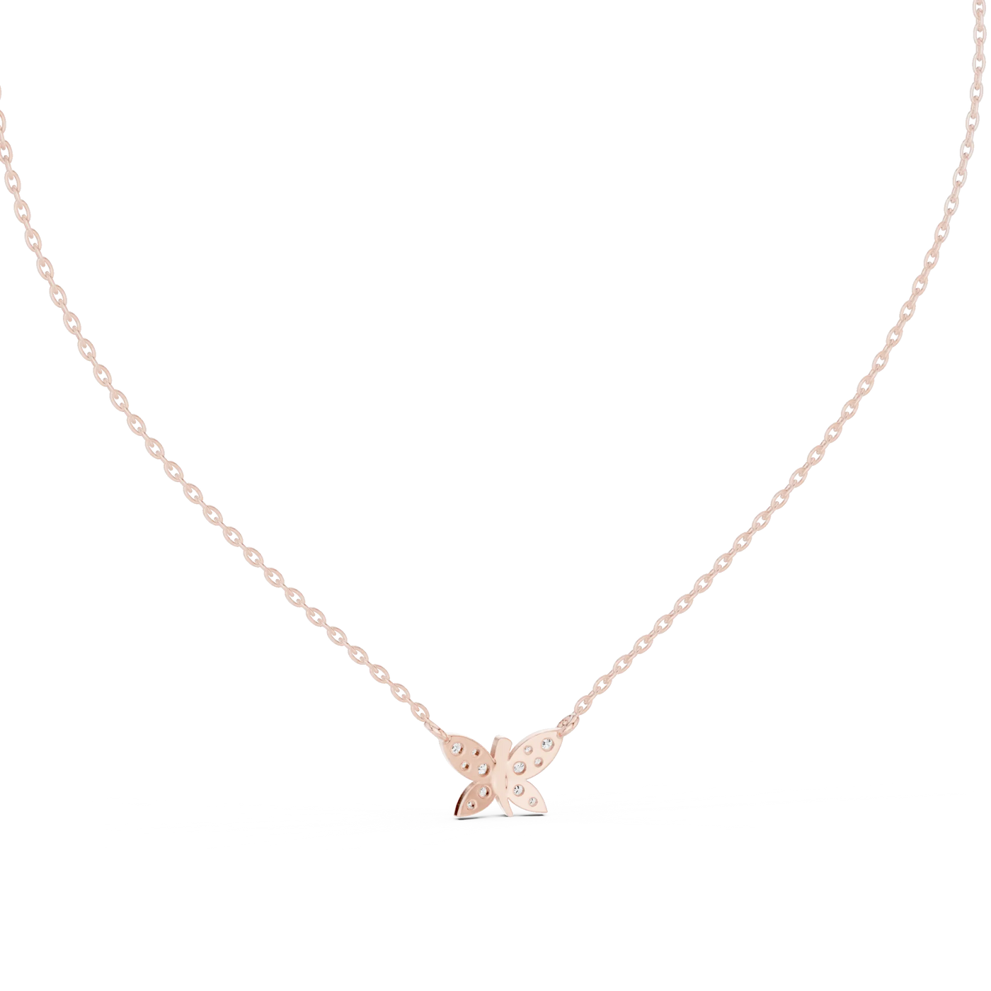 Front-View: Round Diamond Necklace with Prong Setting in 14k Rose Gold - Lab Grown - Driona Jewels