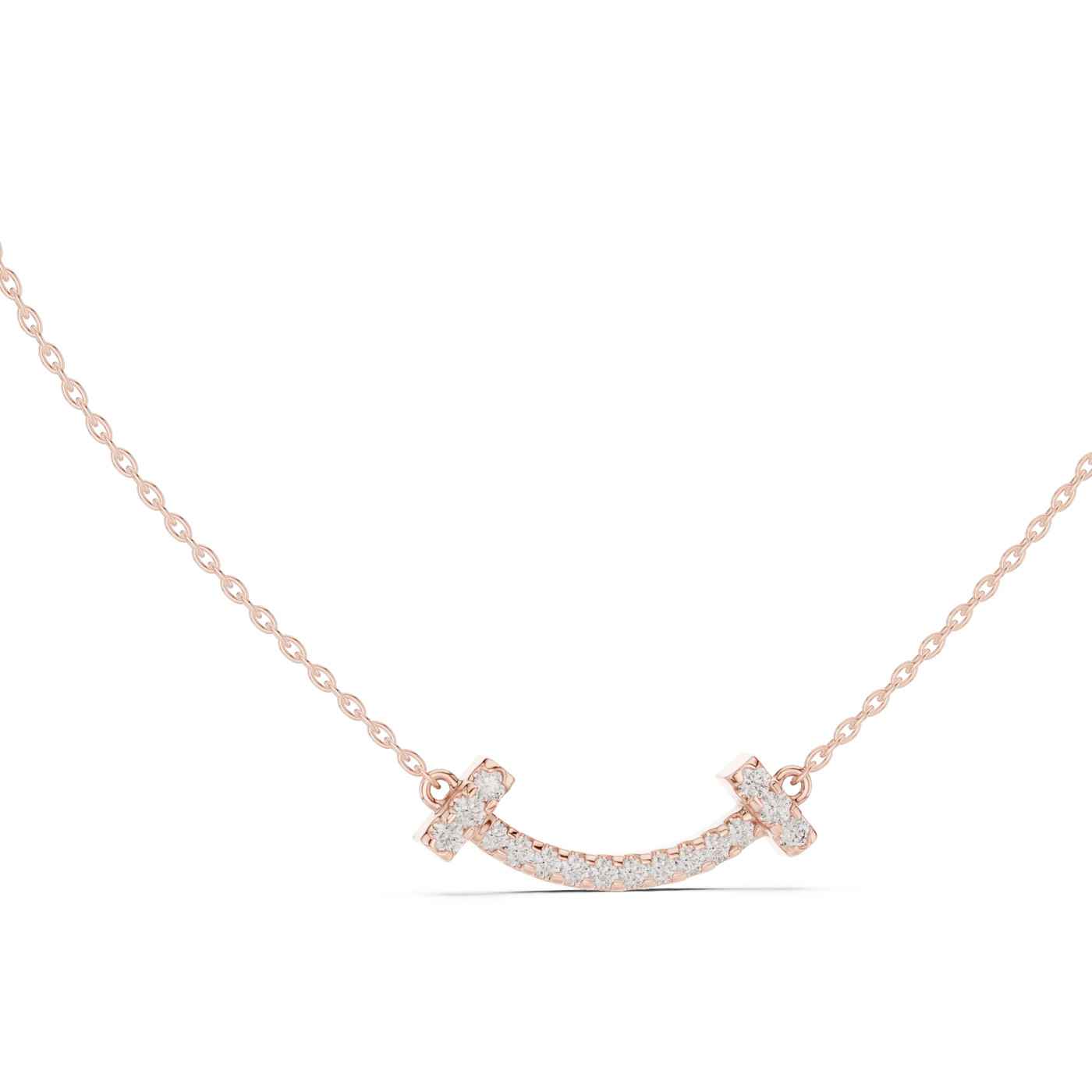 Front-View: Round Diamond Necklace with Prong Setting in 14k Rose Gold - Lab Grown - Driona Jewels