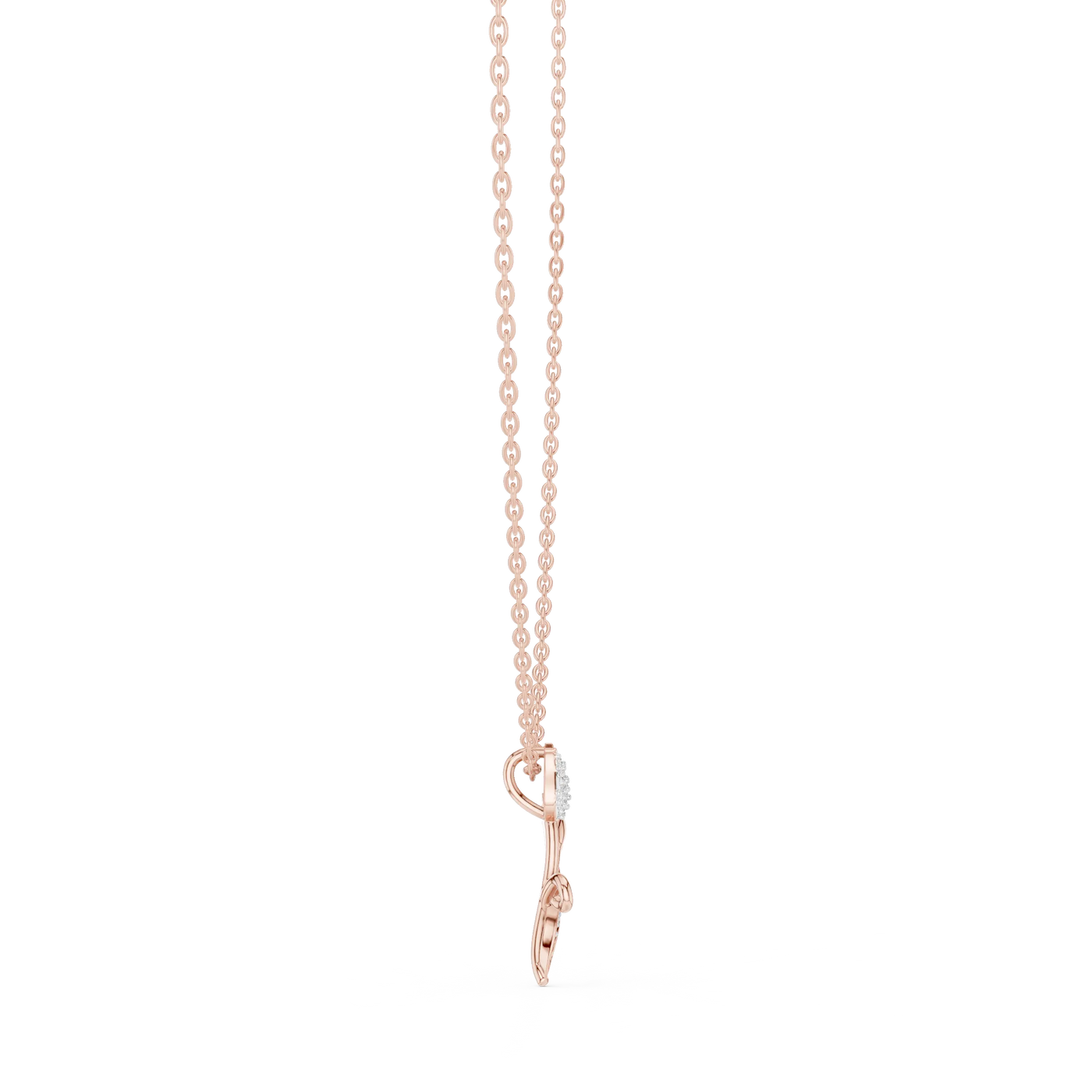 Front-View: Round Diamond Necklace with Prong Setting in 14k Rose Gold - Lab Grown - Driona Jewels