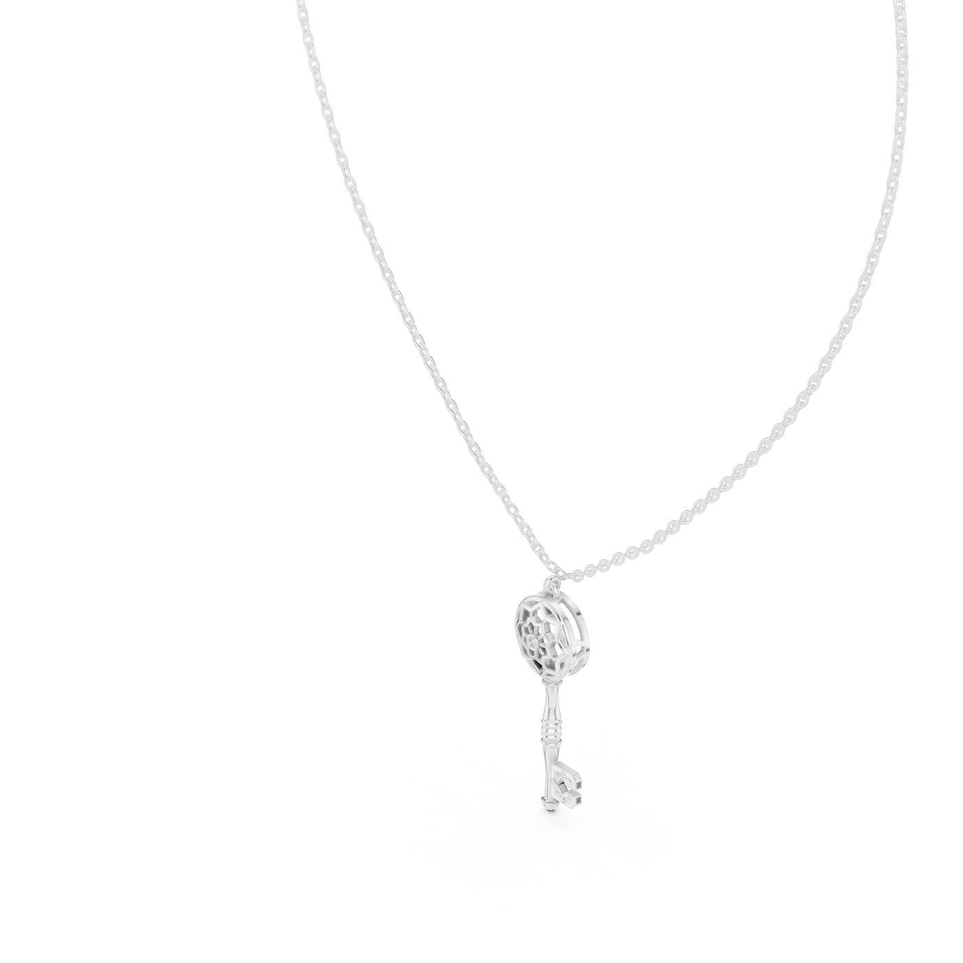 Front-view: Round Diamond Necklace with Prong Setting in 925 Silver - Lab Grown - Driona Jewels