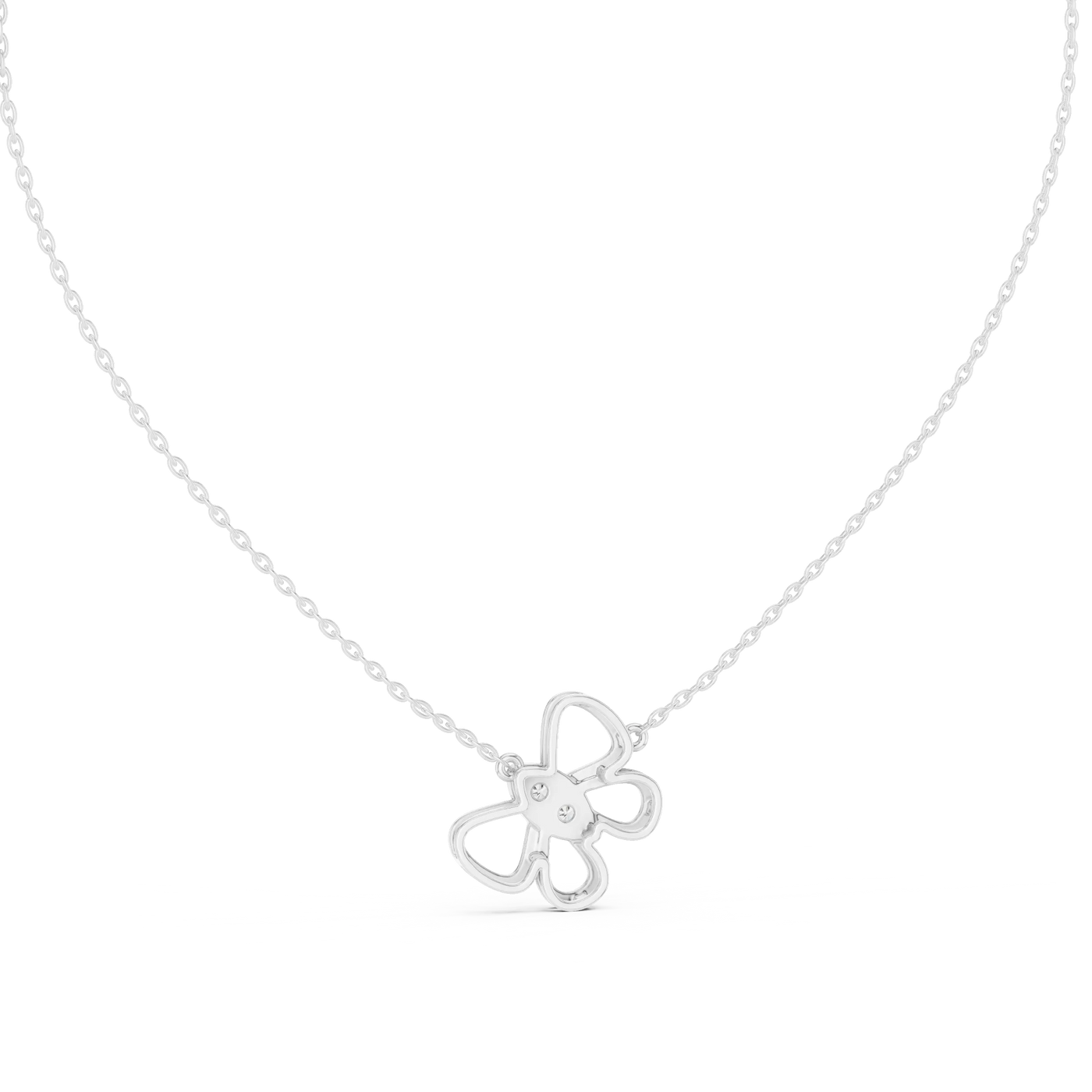 Front-View: Round Diamond Necklace with Prong Setting in 14k White Gold - Lab Grown - Driona Jewels