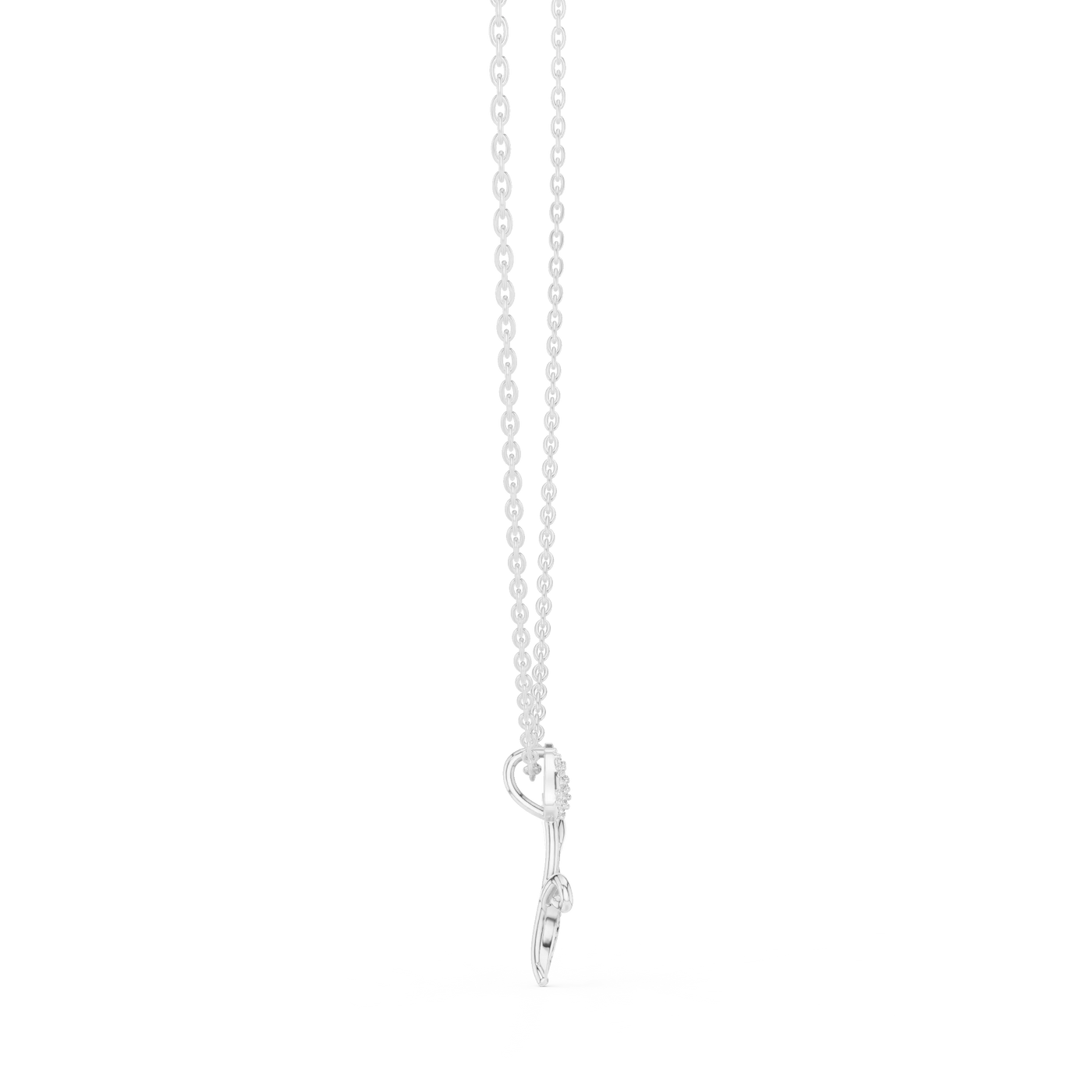 Front-View: Round Diamond Necklace with Prong Setting in 14k White Gold - Lab Grown - Driona Jewels