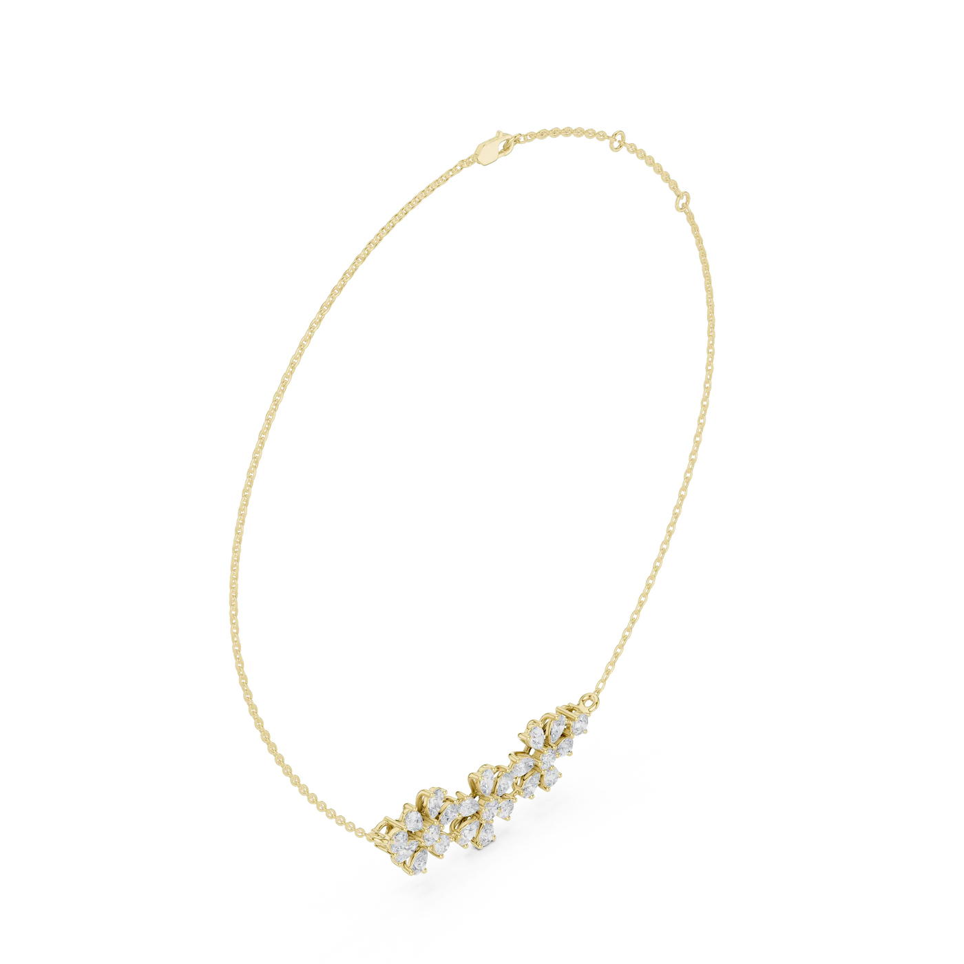 Front-View: Round Diamond Necklace with Prong Setting in 14k Yellow Gold - Lab Grown - Driona Jewels