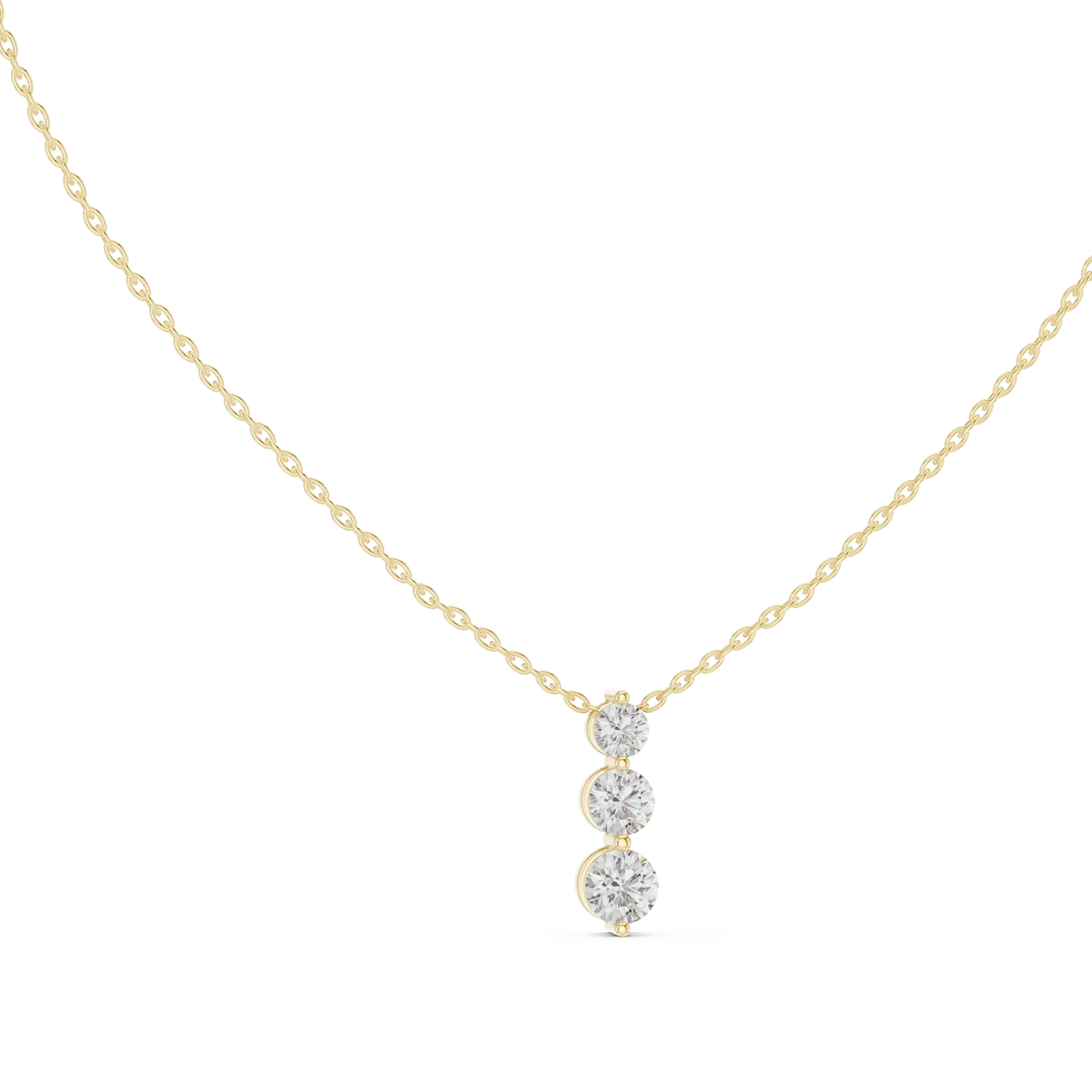 Front View: Round Diamond Necklace with Prong Setting in 14k Yellow Gold - Lab Grown - Driona Jewels