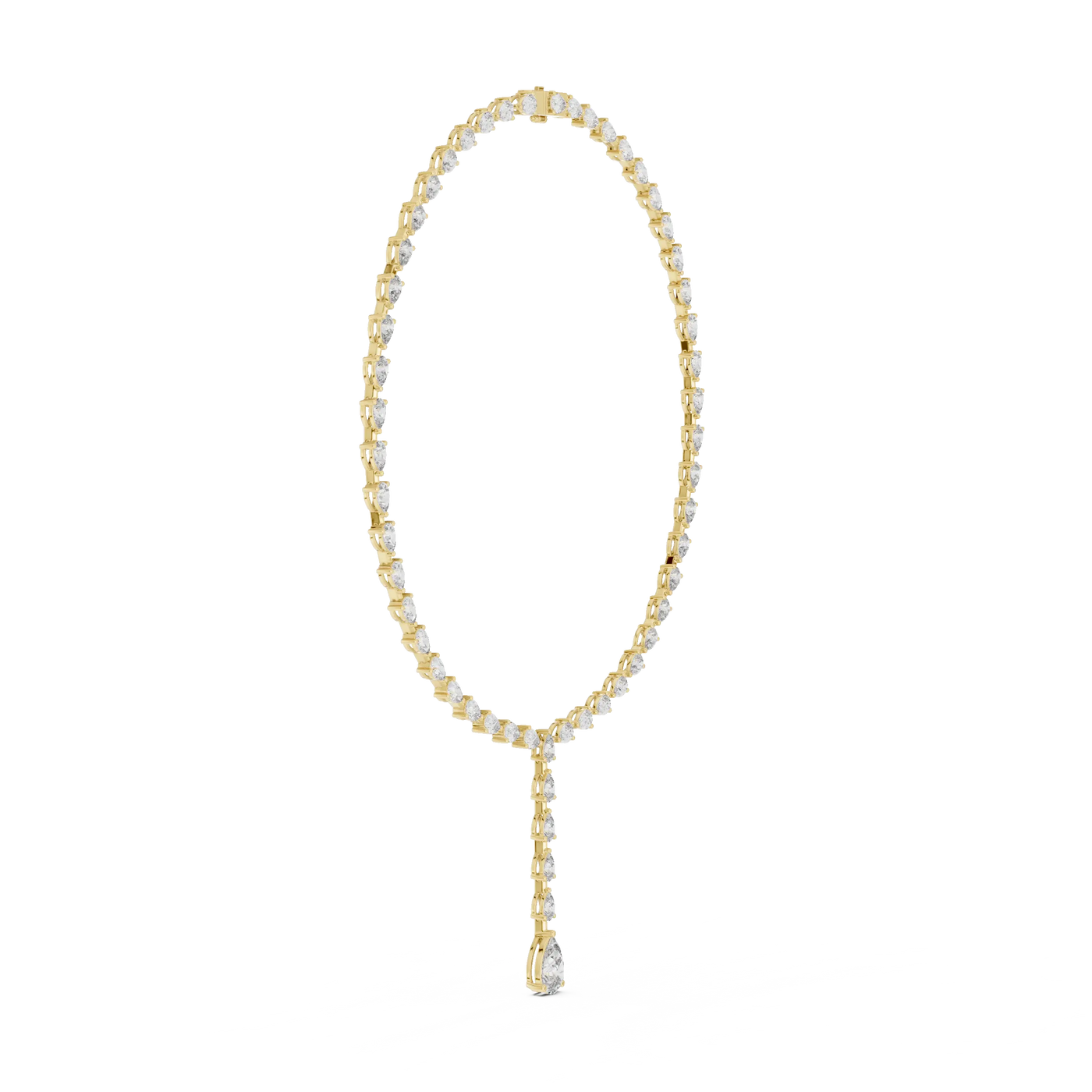 Front-View: Round Diamond Necklace with Prong Setting in 14k Yellow Gold - Lab Grown - Driona Jewels