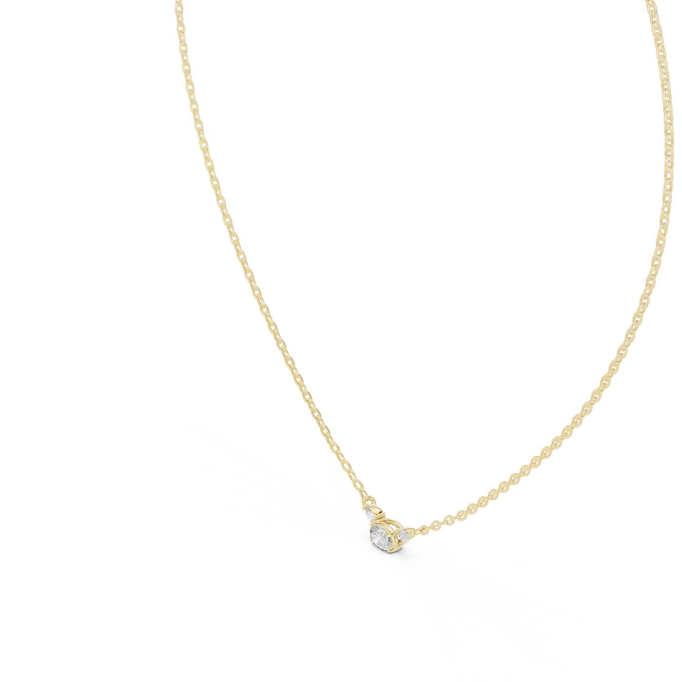 Front View: Round Diamond Necklace with Prong Setting in 14k Yellow Gold - Lab Grown - Driona Jewels