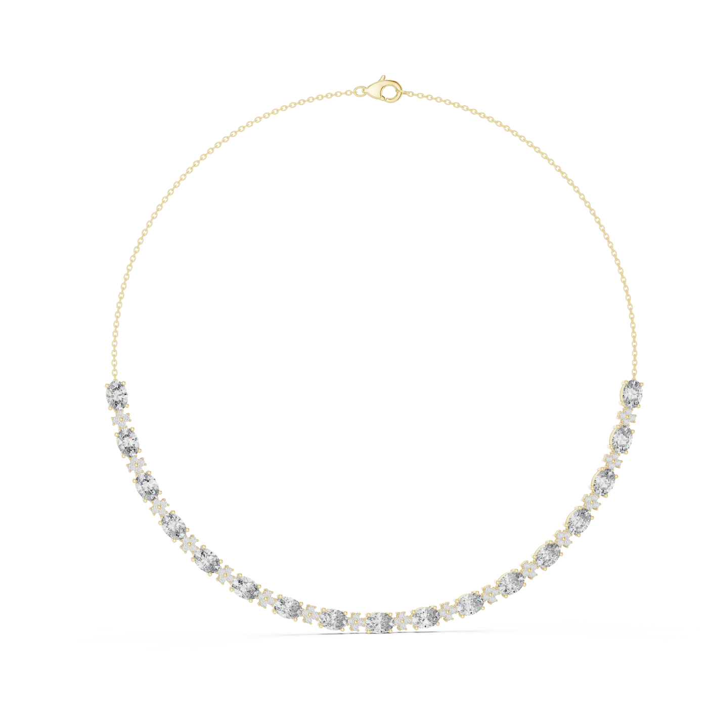Front View: Round Diamond Necklace with Prong Setting in 14k Yellow Gold - Lab Grown - Driona Jewels