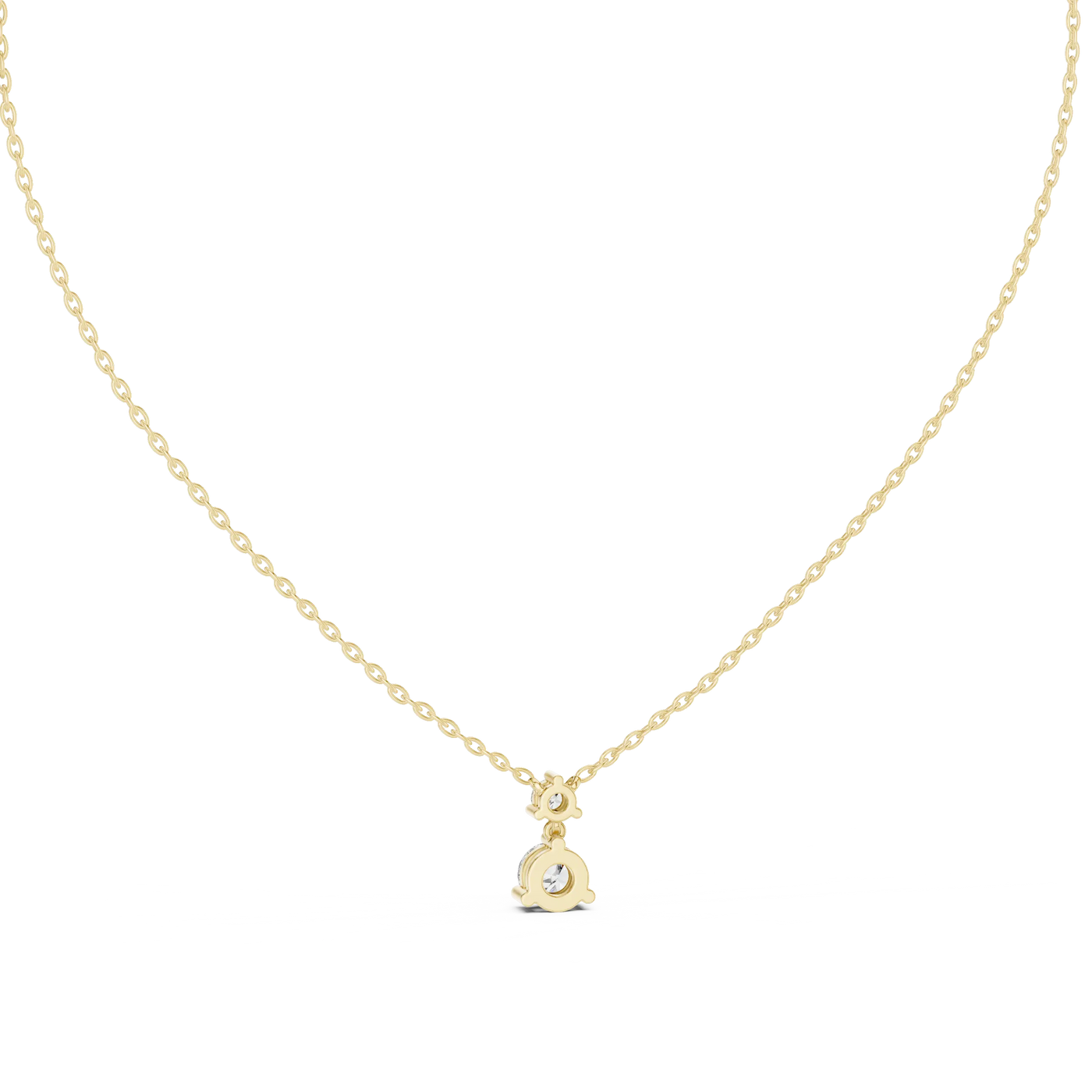 Front-view: Round Diamond Necklace with Prong Setting in 14k Yellow Gold - Lab Grown - Driona Jewels