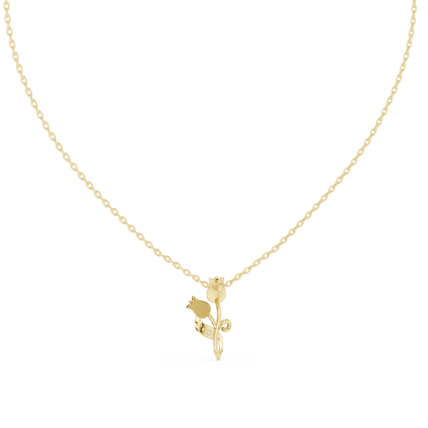 Front-View: Round Diamond Necklace with Prong Setting in 14k Yellow Gold - Lab Grown - Driona Jewels