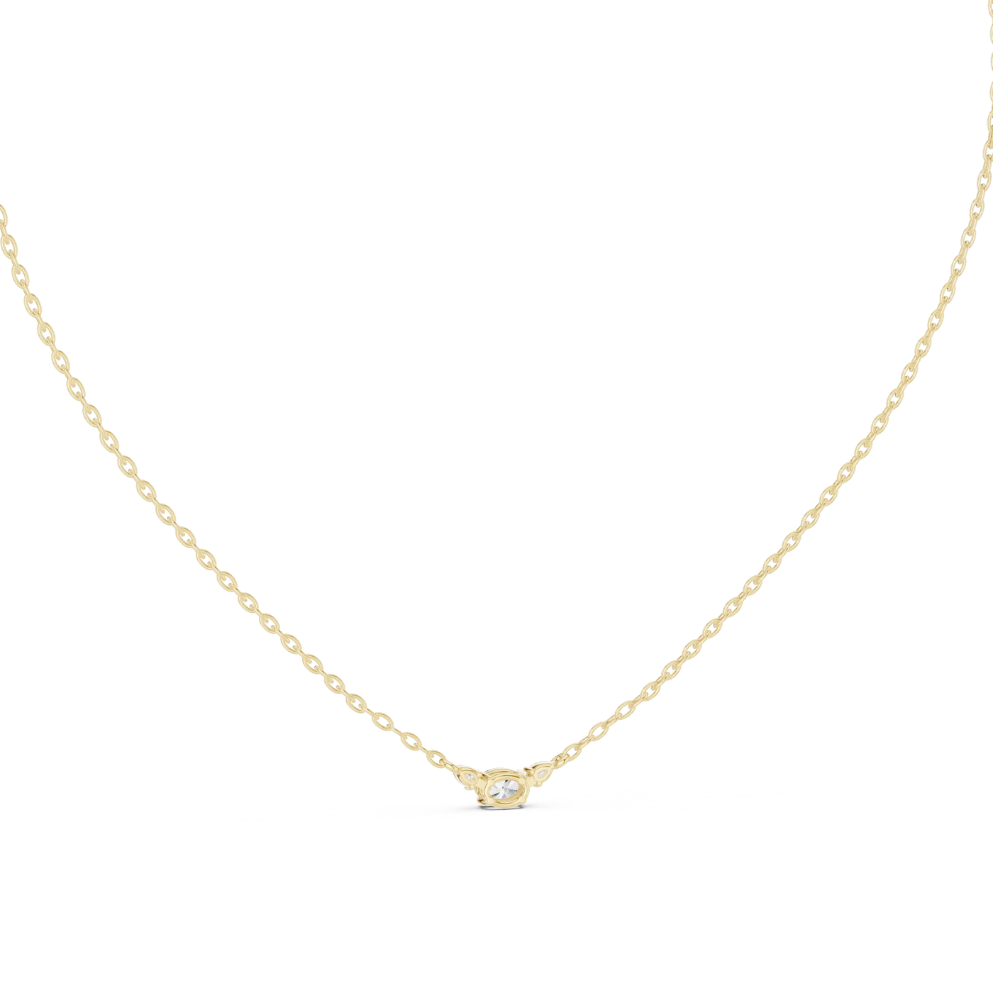 Front-view: Round Diamond Necklace with Prong Setting in 14k Yellow Gold - Lab Grown - Driona Jewels