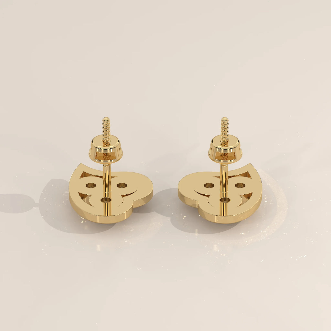 Side Profile: Heart Diamond Stud Earrings with Cluster Setting in Yellow Gold – Lab Grown – Driona Jewels