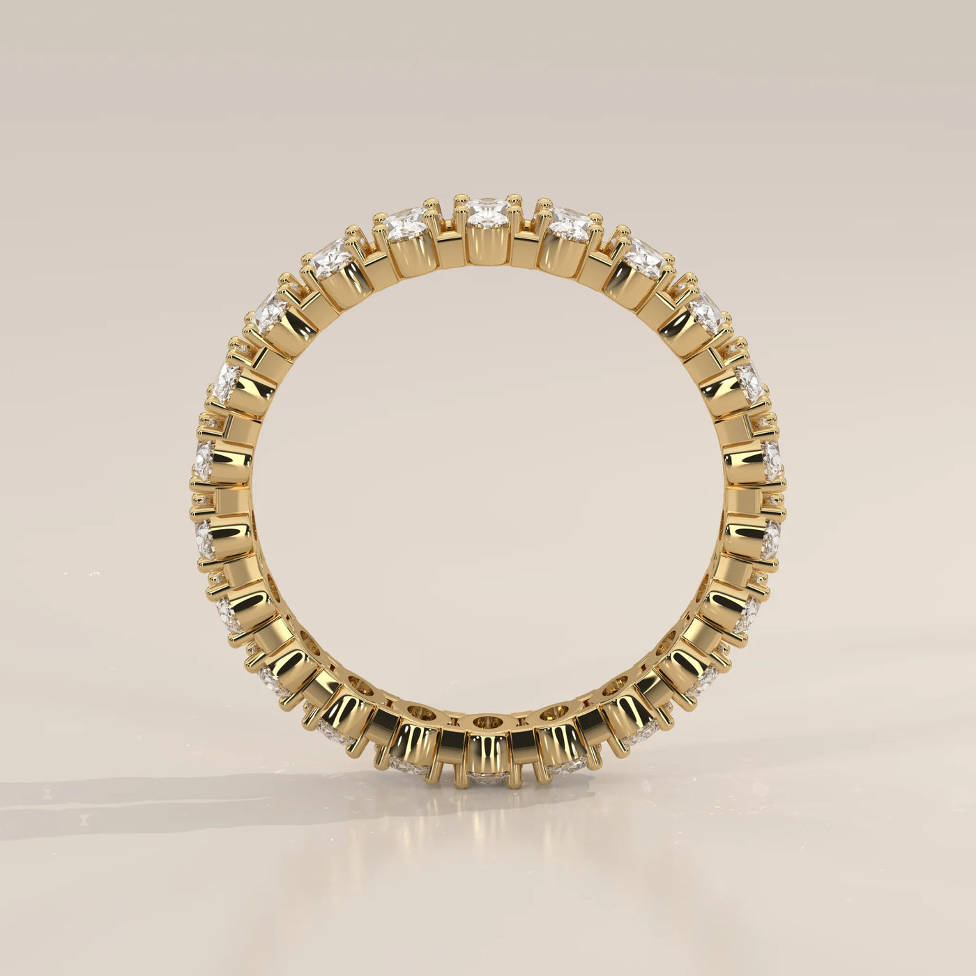 Front View: Oval Diamond Eternity Ring with Eternity Setting in Yellow Gold – Lab Grown – Driona Jewels