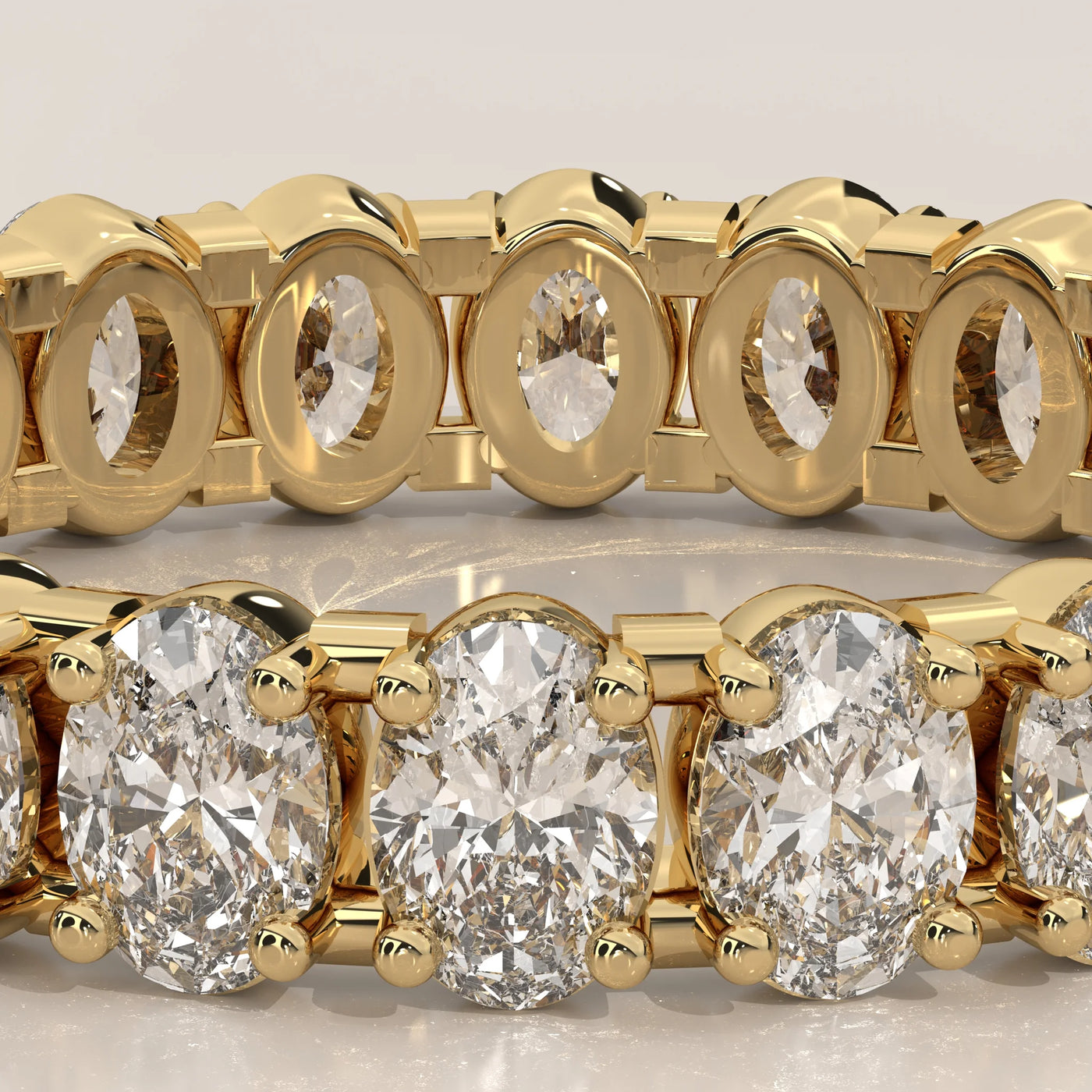 Stone Detail: Oval Lab Grown Diamonds in Eternity Setting – Yellow Gold – Driona Jewels