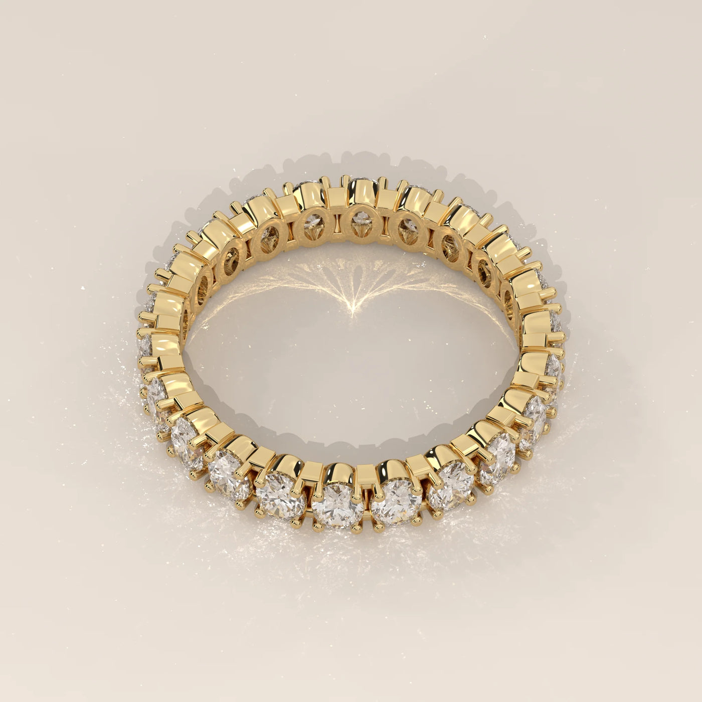 Top View: Oval Diamond Eternity Ring with Eternity Setting in Yellow Gold – Lab Grown – Driona Jewels