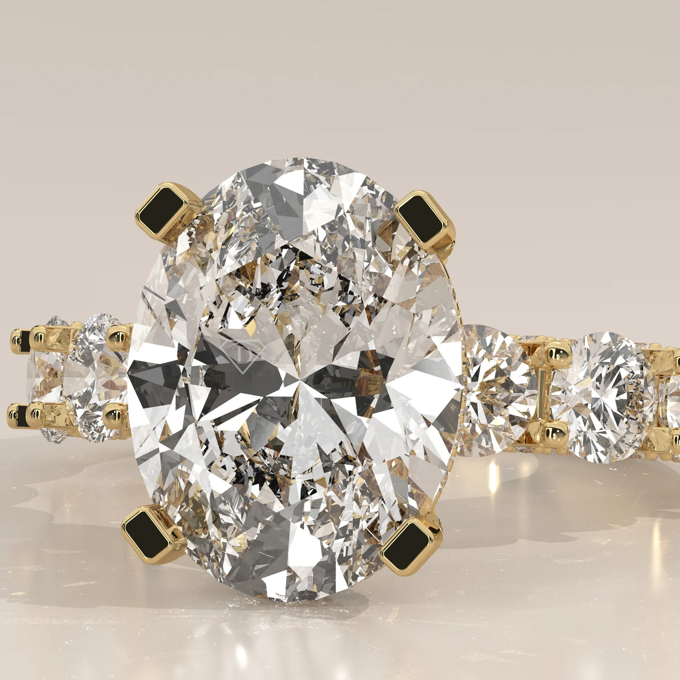 Stone Detail: Oval Lab Grown Diamonds in Prong Setting – Yellow Gold – Driona Jewels