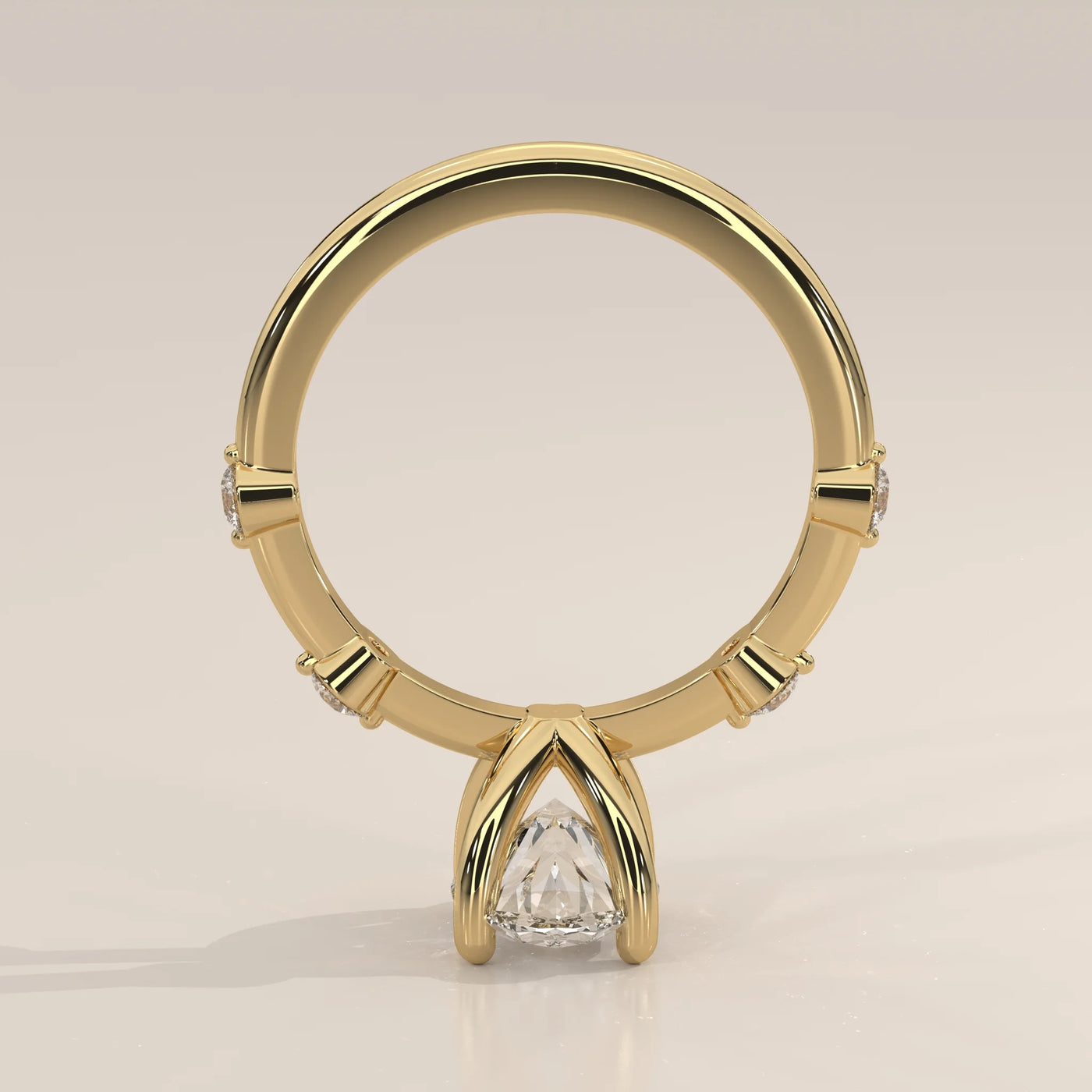 Front View: Oval Diamond Engagement Ring with Prong Setting in Yellow Gold – Lab Grown – Driona Jewels