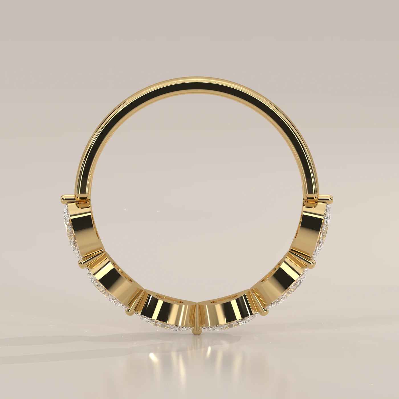 Front View: Oval Diamond Eternity Band with Eternity Setting in Yellow Gold – Lab Grown – Driona Jewels
