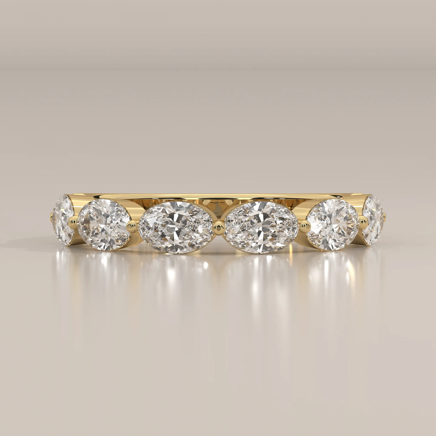 Side Profile: Oval Diamond Eternity Band with Eternity Setting in Yellow Gold – Lab Grown – Driona Jewels