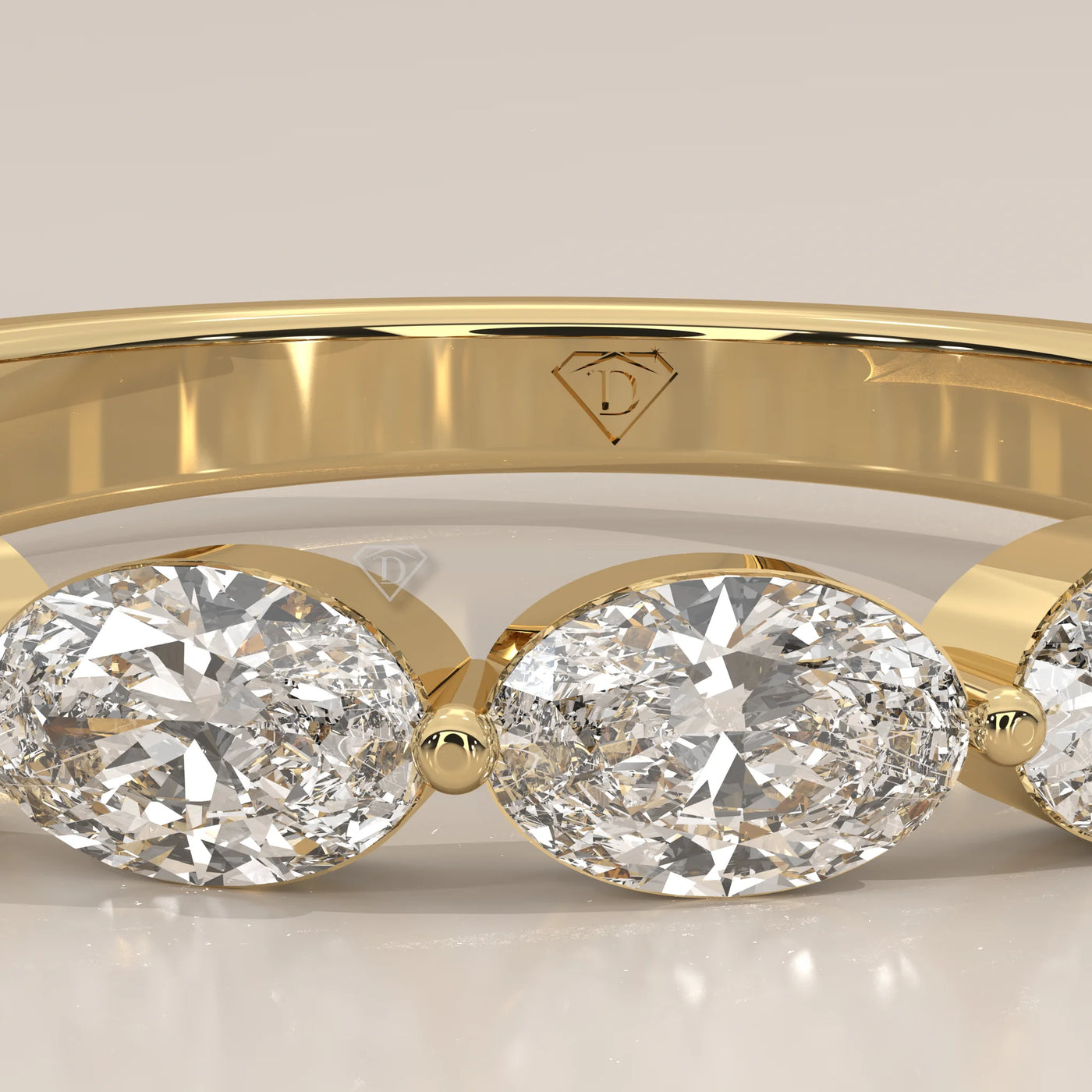 Stone Detail: Oval Lab Grown Diamonds in Eternity Setting – Yellow Gold – Driona Jewels