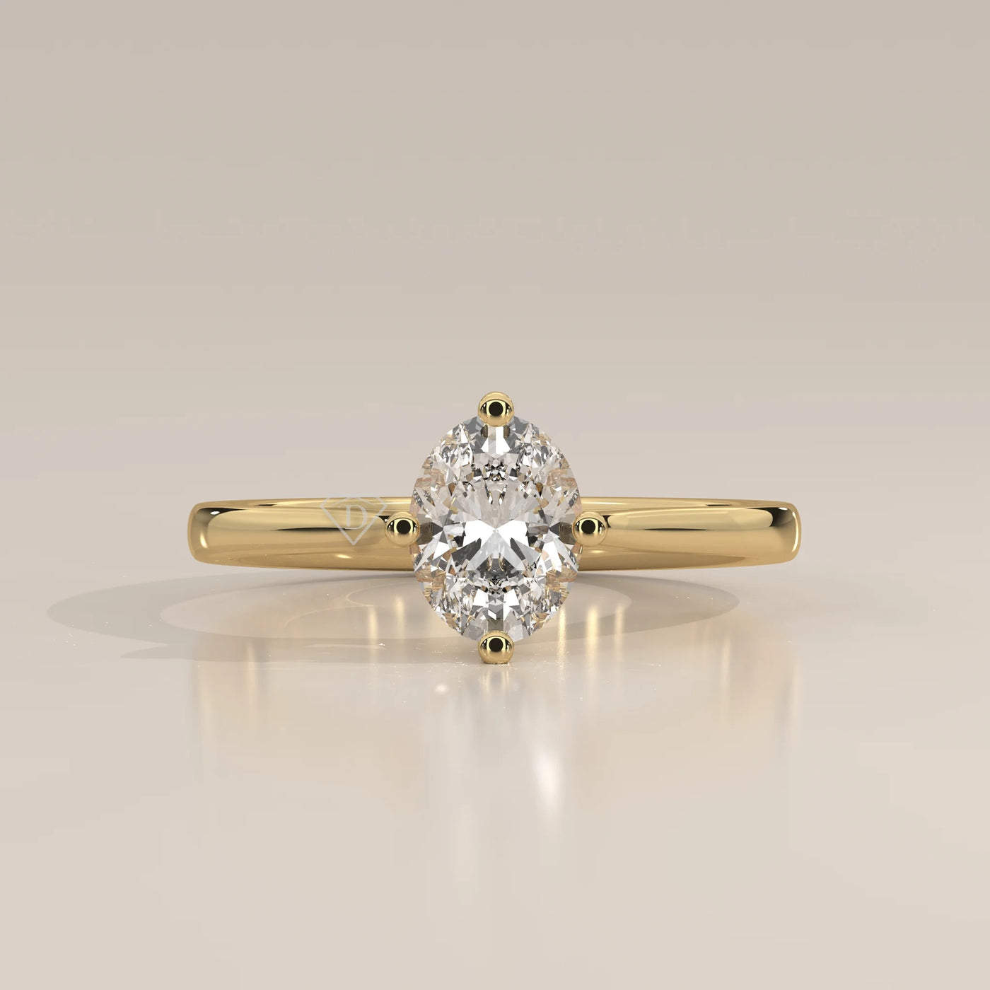 Side Profile: Oval Diamond Engagement Ring with Solitaire Setting in Yellow Gold – Lab Grown – Driona Jewels