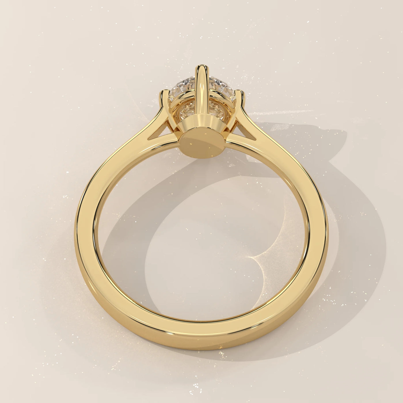 Top View: Oval Diamond Engagement Ring with Solitaire Setting in Yellow Gold – Lab Grown – Driona Jewels
