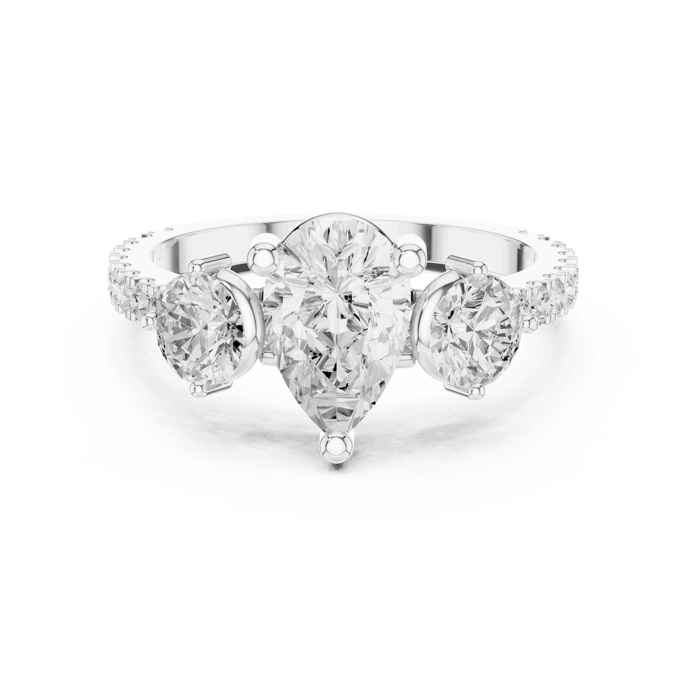 Oval Diamond Three Stone Pave Engagement Ring Rose Gold 18K | Lab Grown | Driona Jewels