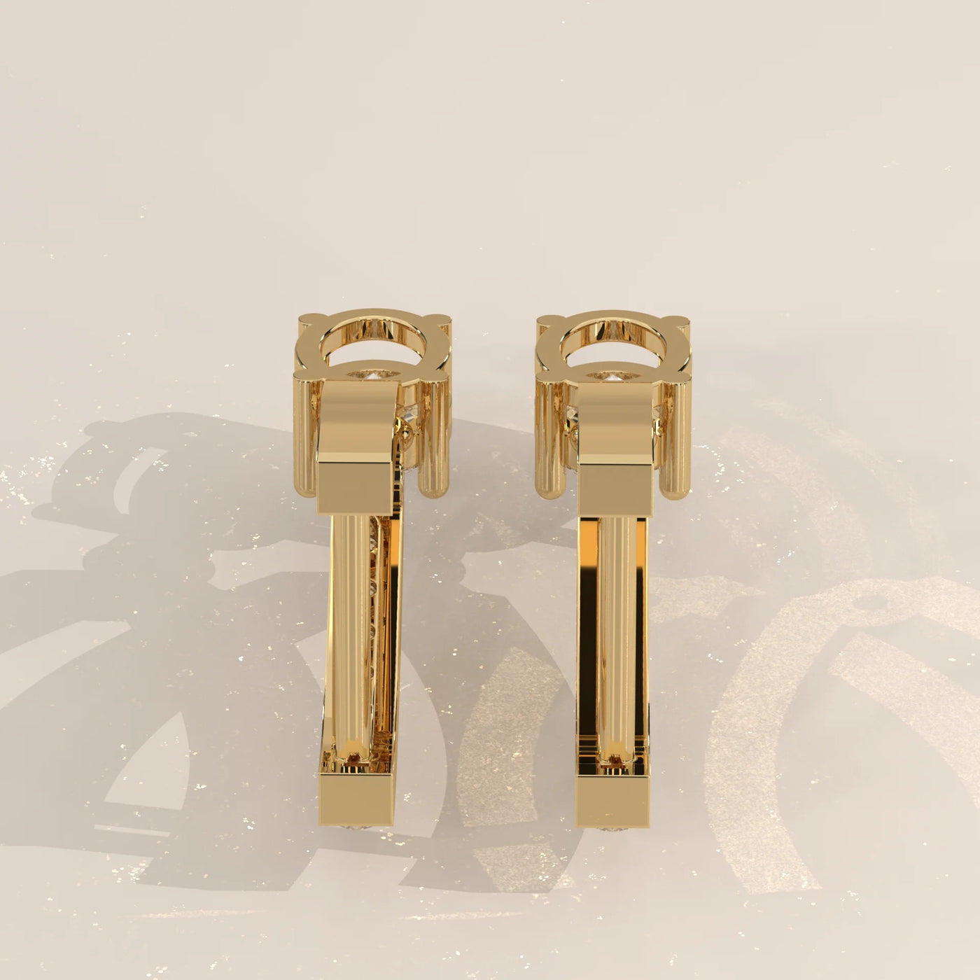 Back View: Oval Diamond Drop Earrings with Pavé Setting in Yellow Gold – Lab Grown – Driona Jewels