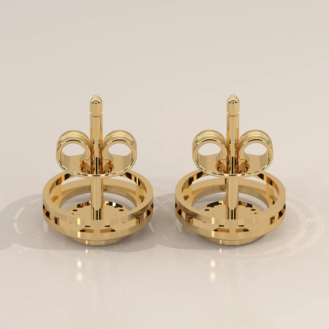 Side Profile: Oval Diamond Stud Earrings with Pavé Setting in Yellow Gold – Lab Grown – Driona Jewels