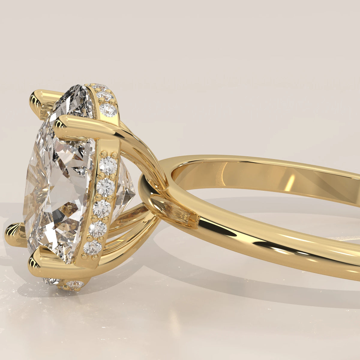 Side Profile: Oval Diamond Ring with Solitaire Setting in Yellow Gold – Lab Grown – Driona Jewels
