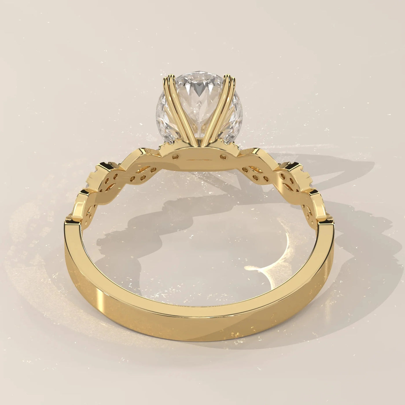 Side Profile: Oval Diamond Ring with Solitaire Setting in Yellow Gold – Lab Grown – Driona Jewels