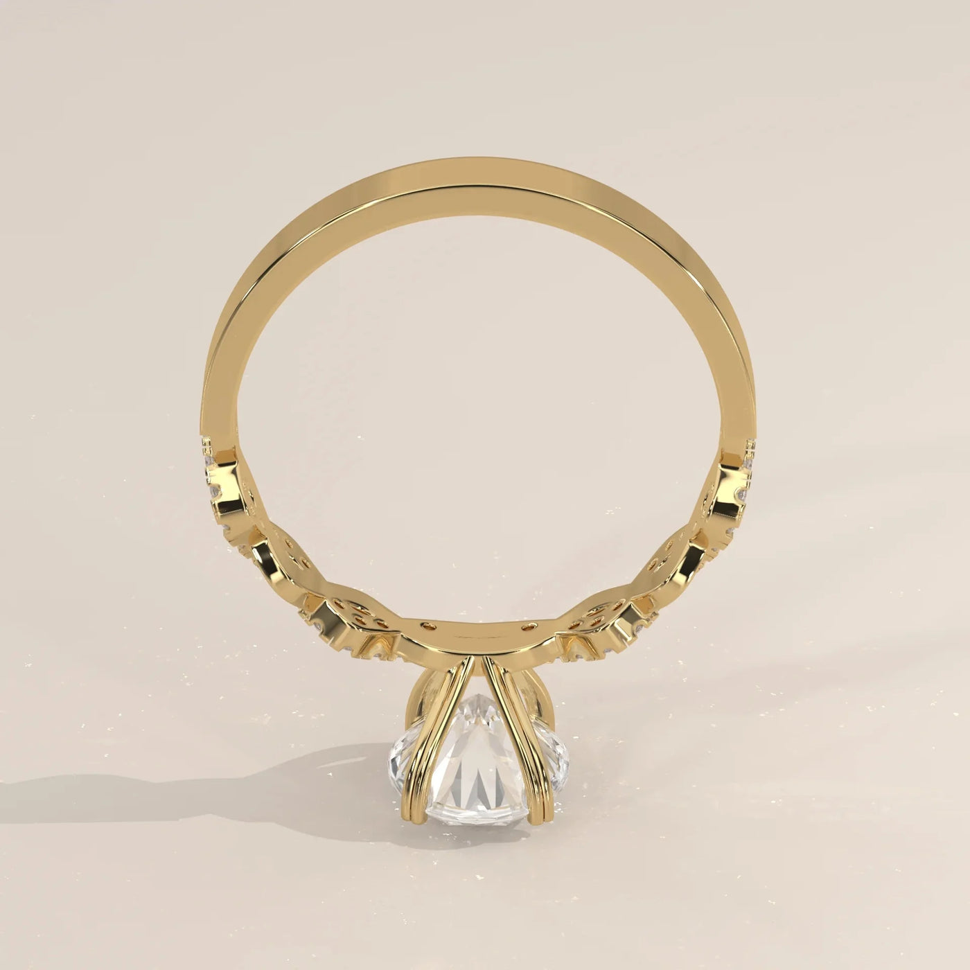 Side Profile: Oval Diamond Ring with Solitaire Setting in Yellow Gold – Lab Grown – Driona Jewels