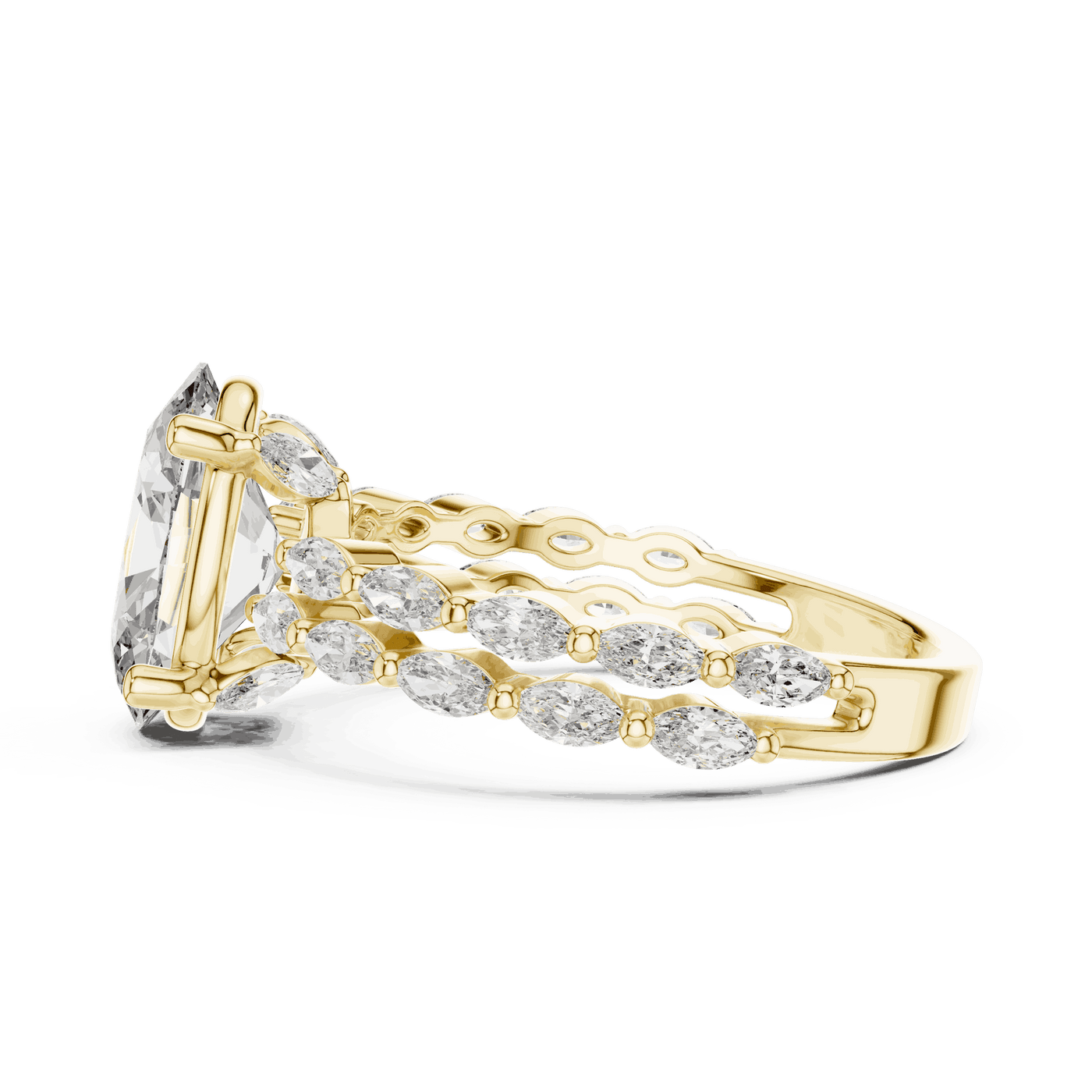 Oval Lab Grown Diamond Engagement Ring with Marquise Band