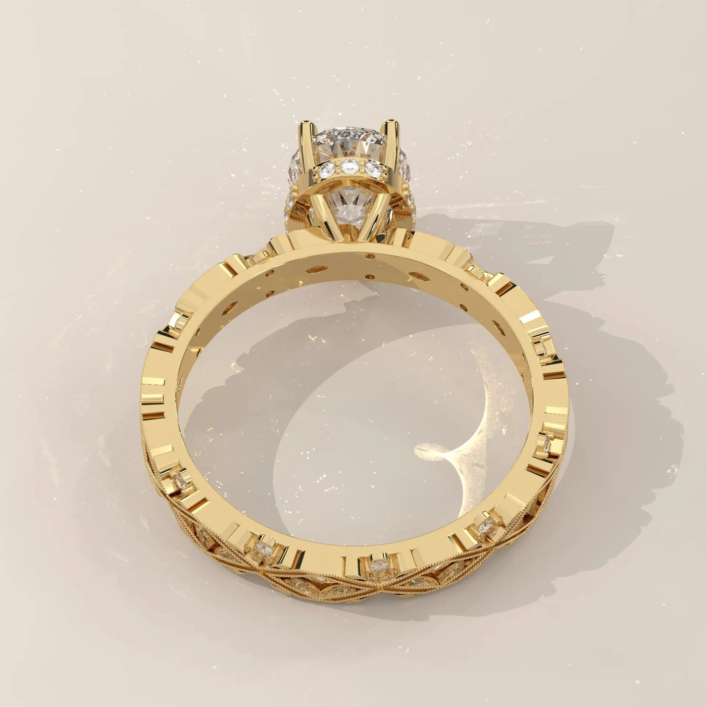 Side Profile: Oval Diamond Ring with Solitaire Setting in Yellow Gold – Lab Grown – Driona Jewels