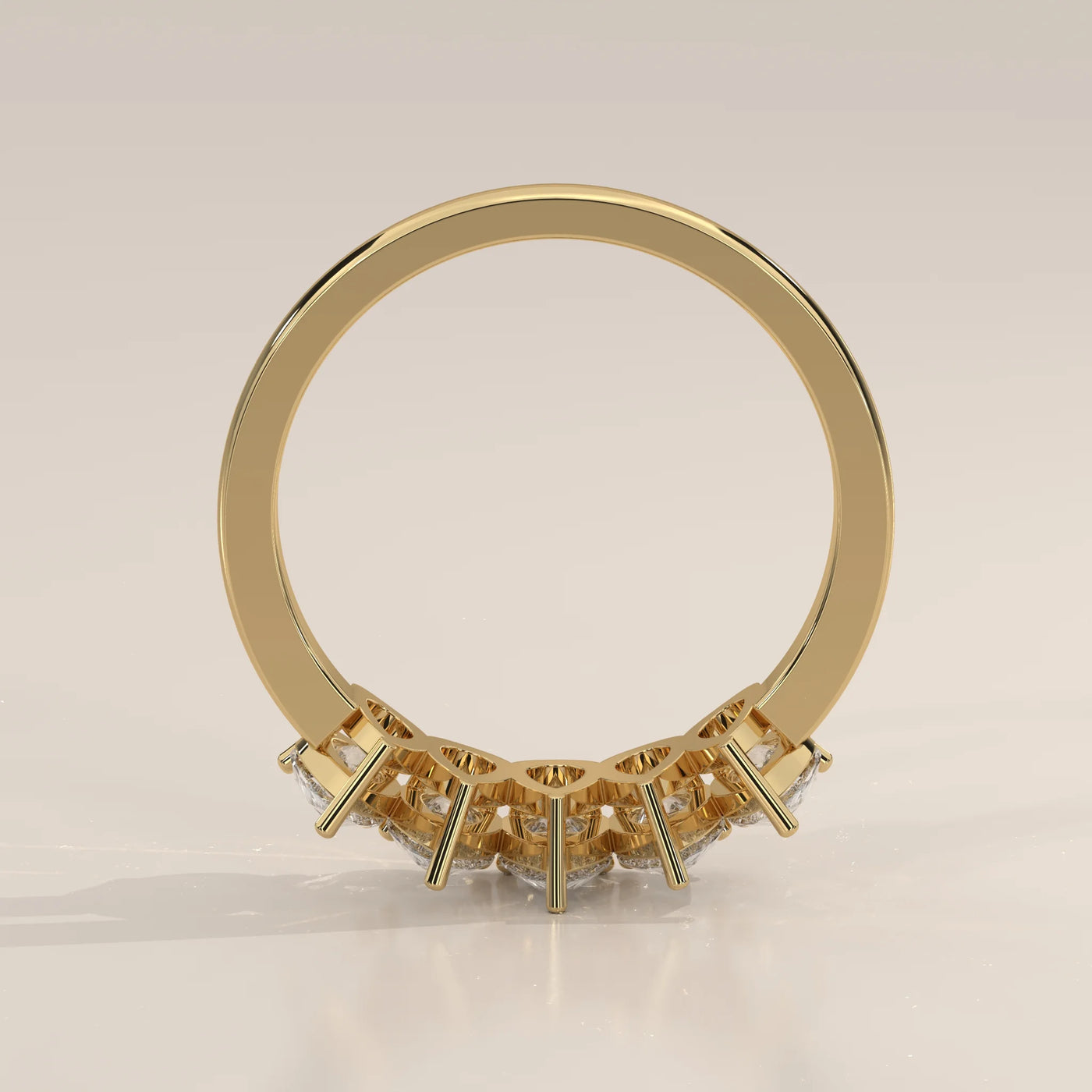 Front View: Pear Diamond Band with Prong Setting in Yellow Gold – Lab Grown – Driona Jewels