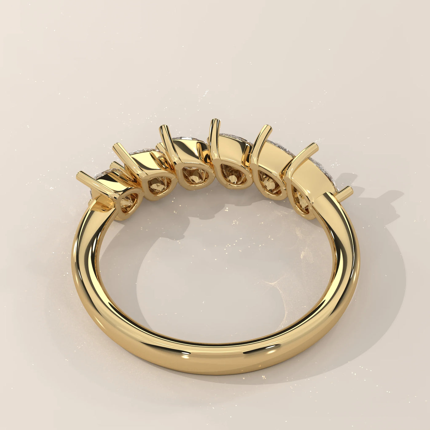 Top View: Pear Diamond Wedding Band with Prong Setting in Yellow Gold – Lab Grown – Driona Jewels
