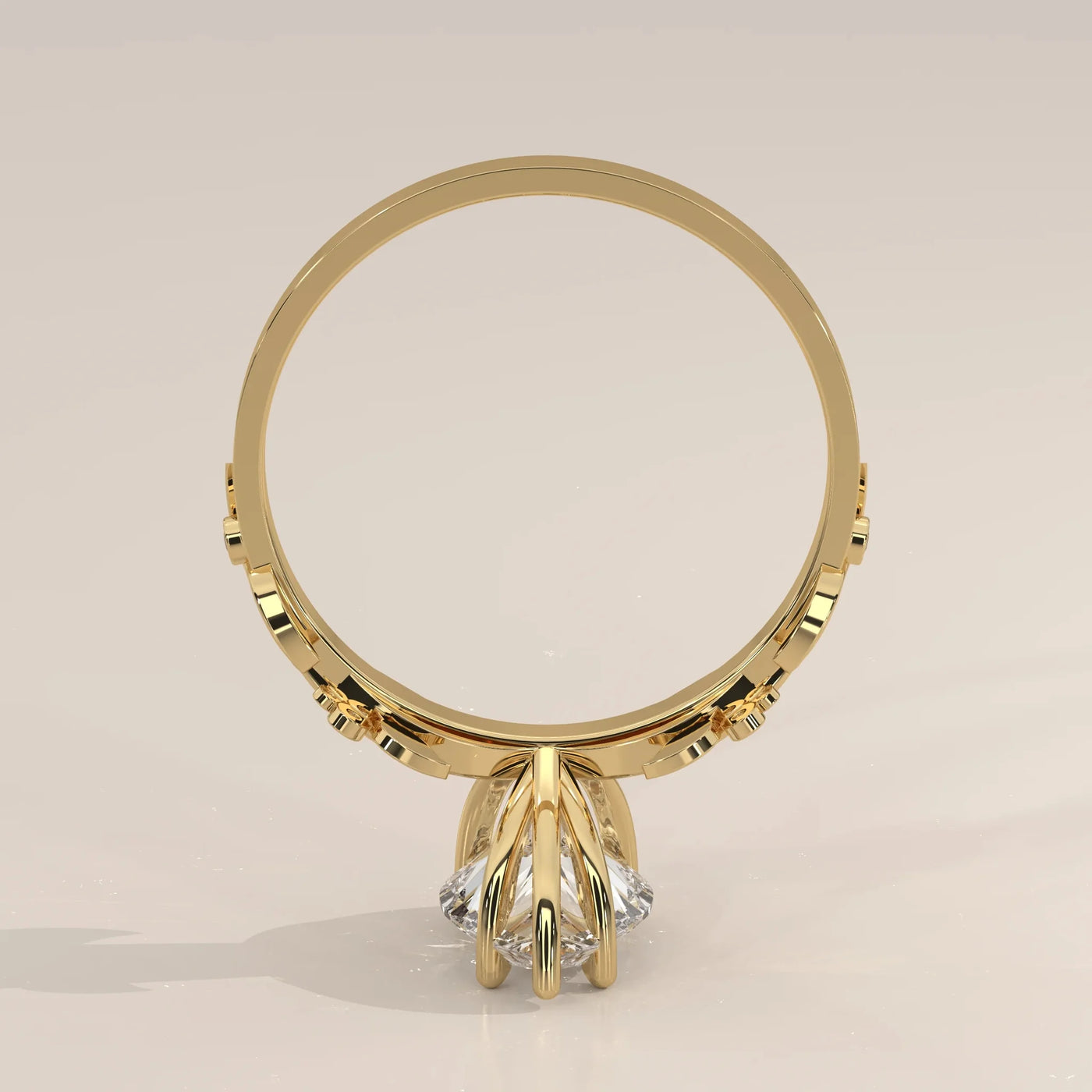 Side Profile: Pear Diamond Ring with Prong Setting in Yellow Gold – Lab Grown – Driona Jewels