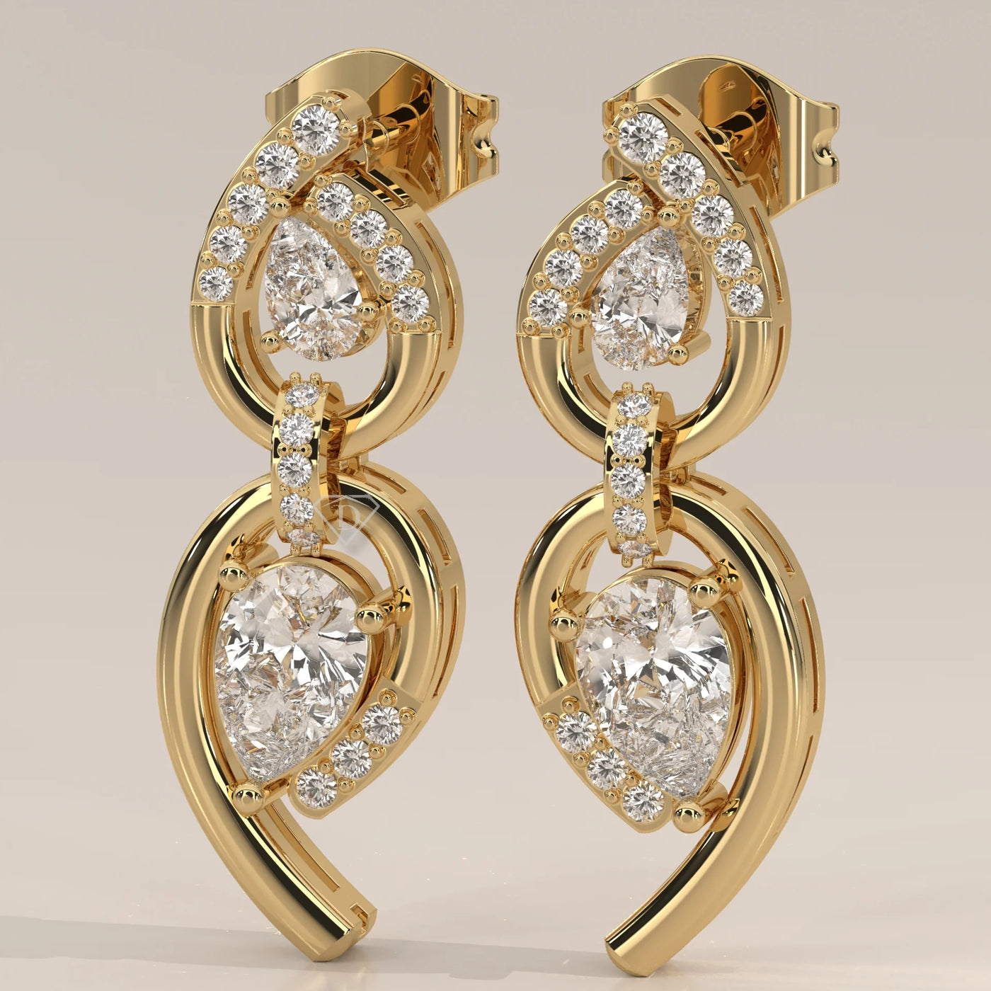 Stone Detail: Pear Lab Grown Diamonds in Prong Setting – Yellow Gold – Driona Jewels