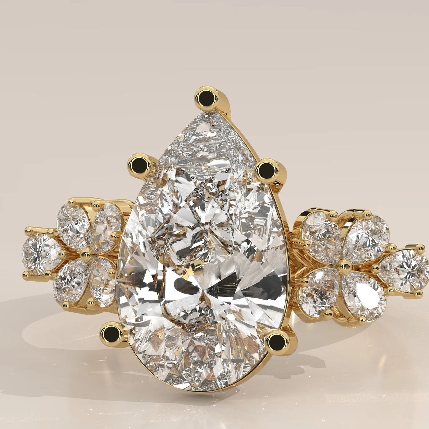 Stone Detail: Pear Lab Grown Diamonds in Cluster Setting – Yellow Gold – Driona Jewels