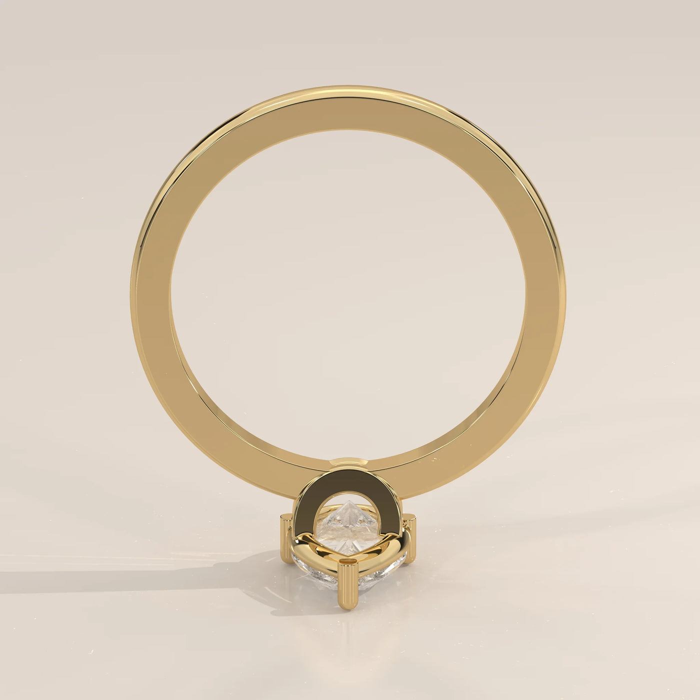 Front View: Pear Diamond Engagement Ring with Solitaire Setting in Yellow Gold – Lab Grown – Driona Jewels