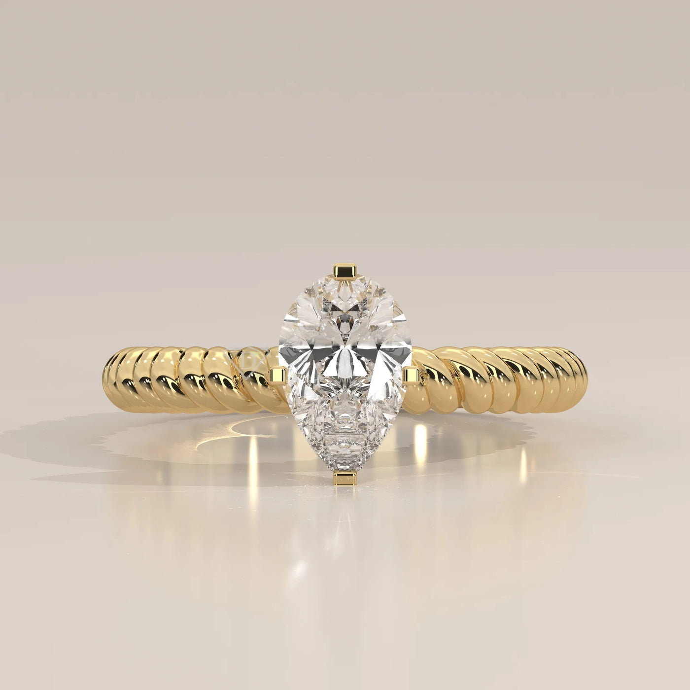 Side Profile: Pear Diamond Ring with Solitaire Setting in Yellow Gold – Lab Grown – Driona Jewels