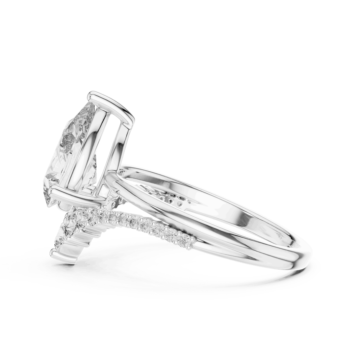 Pear and Round Cluster Lab Grown Diamond Engagement Ring