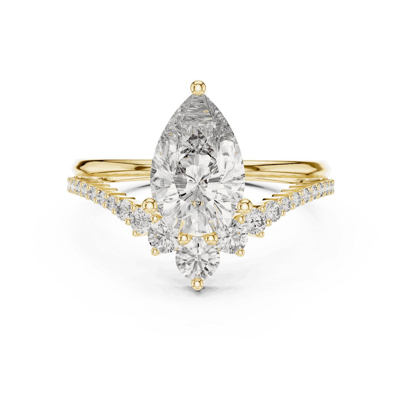 Pear and Round Cluster Lab Grown Diamond Engagement Ring
