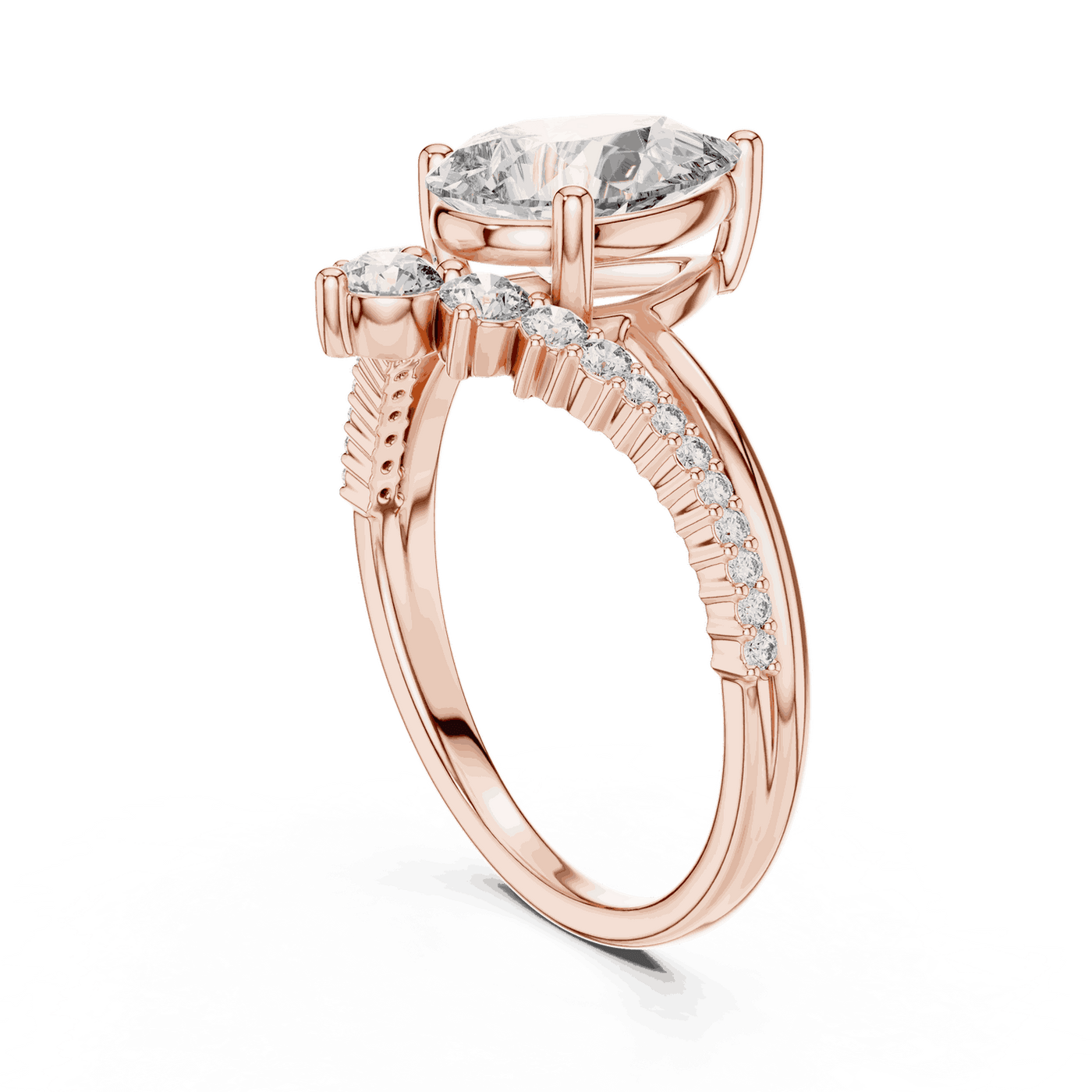 Pear and Round Cluster Lab Grown Diamond Engagement Ring