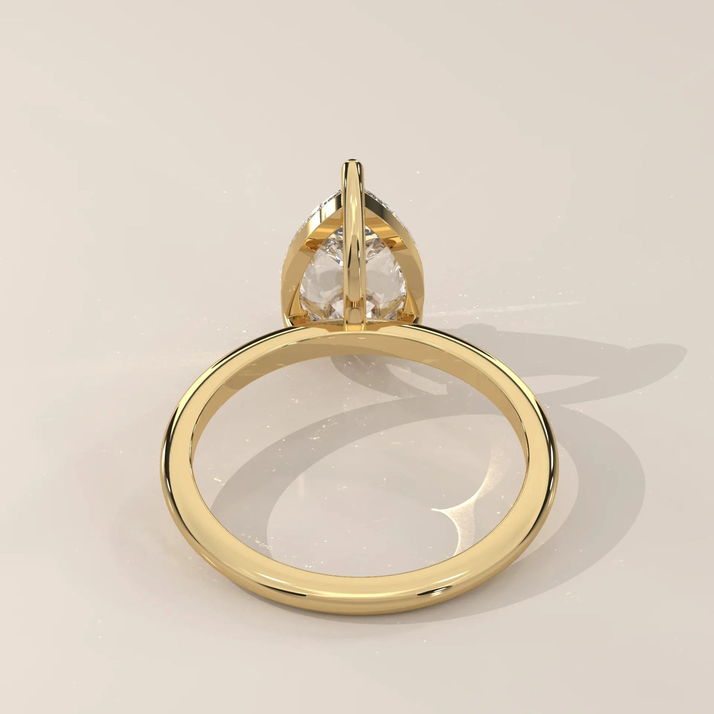 Side Profile: Pear Diamond Ring with Solitaire Setting in Yellow Gold – Lab Grown – Driona Jewels