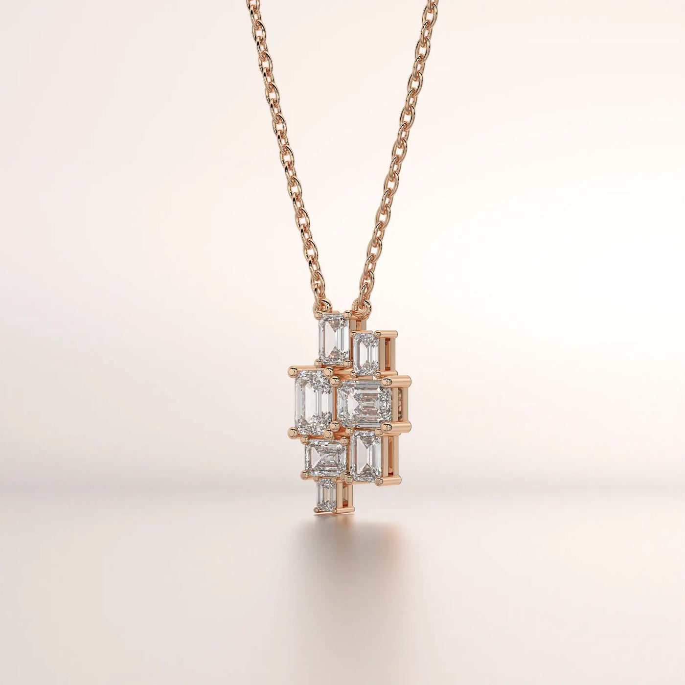 pendant baguette diamond rose gold base front