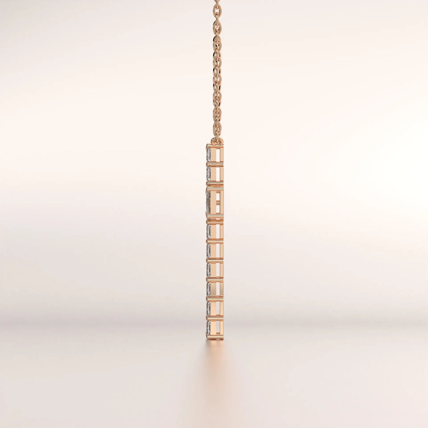 pendant bar diamond rose gold 18k side profile